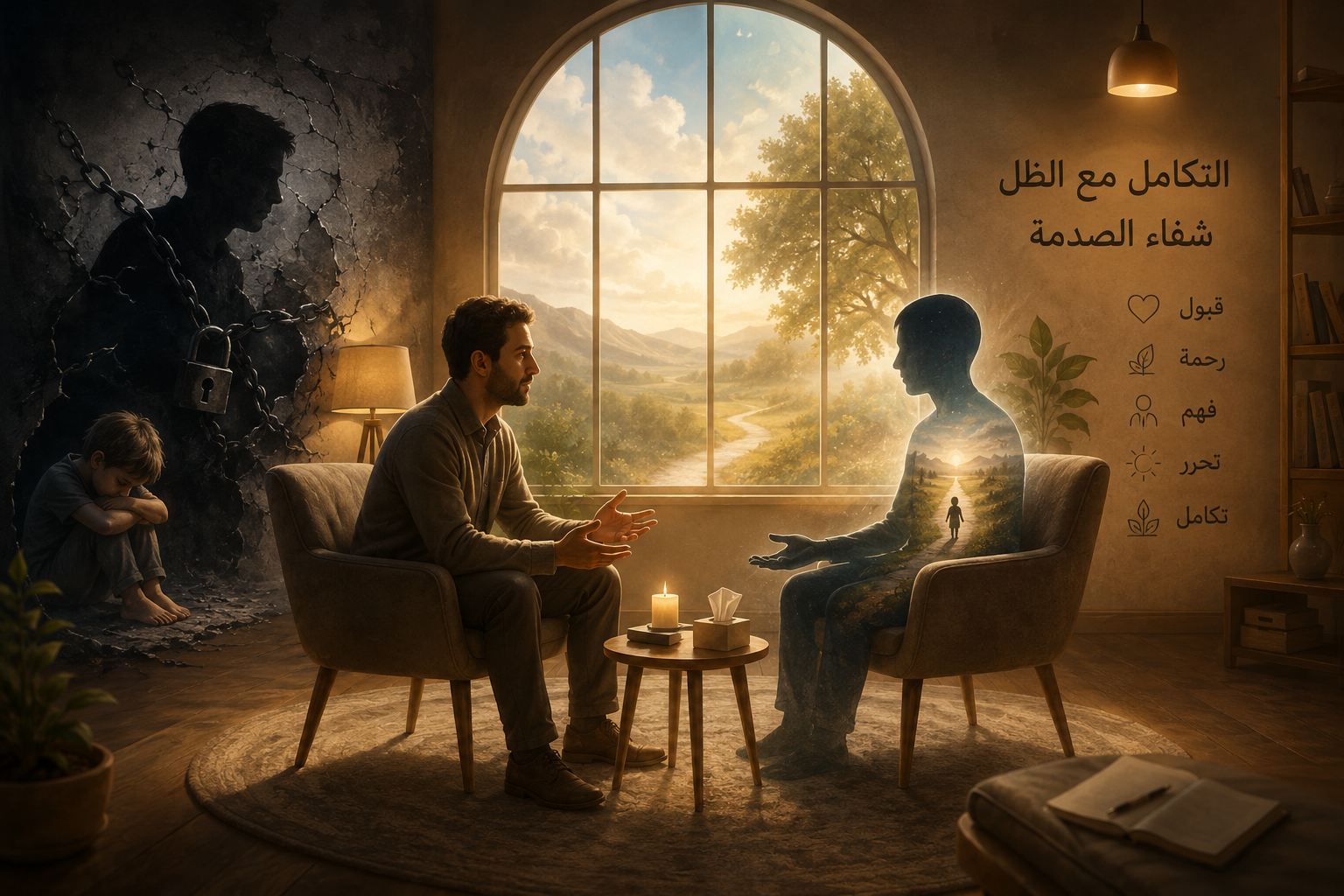 جلسة النضج والتكامل مع الظل لفك الصدمات النفسية والصراعات الداخلية